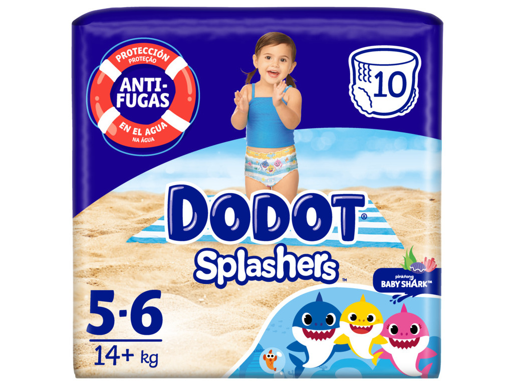 FRALDAS DE BANHO SPLASHERS DODOT T5  14KG 10 UN