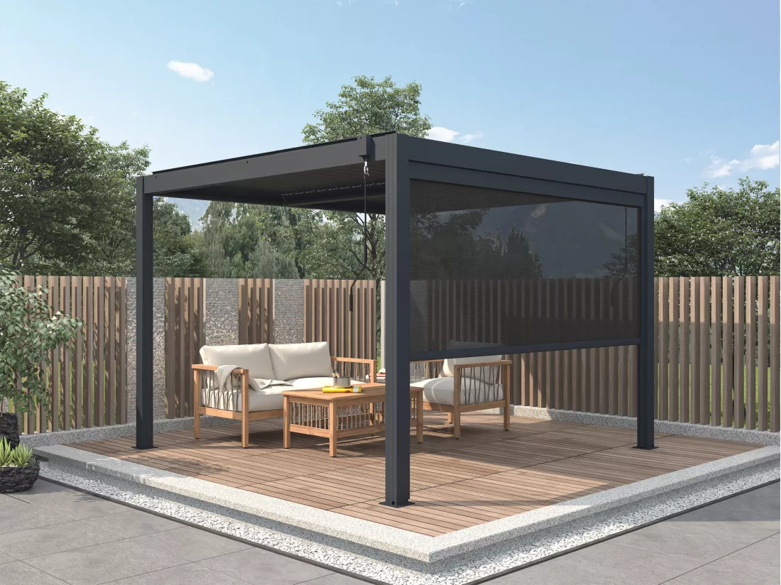 Rideau rétractable pour pergola bioclimatique - L2,78 x H 2,05 m - VIADANA