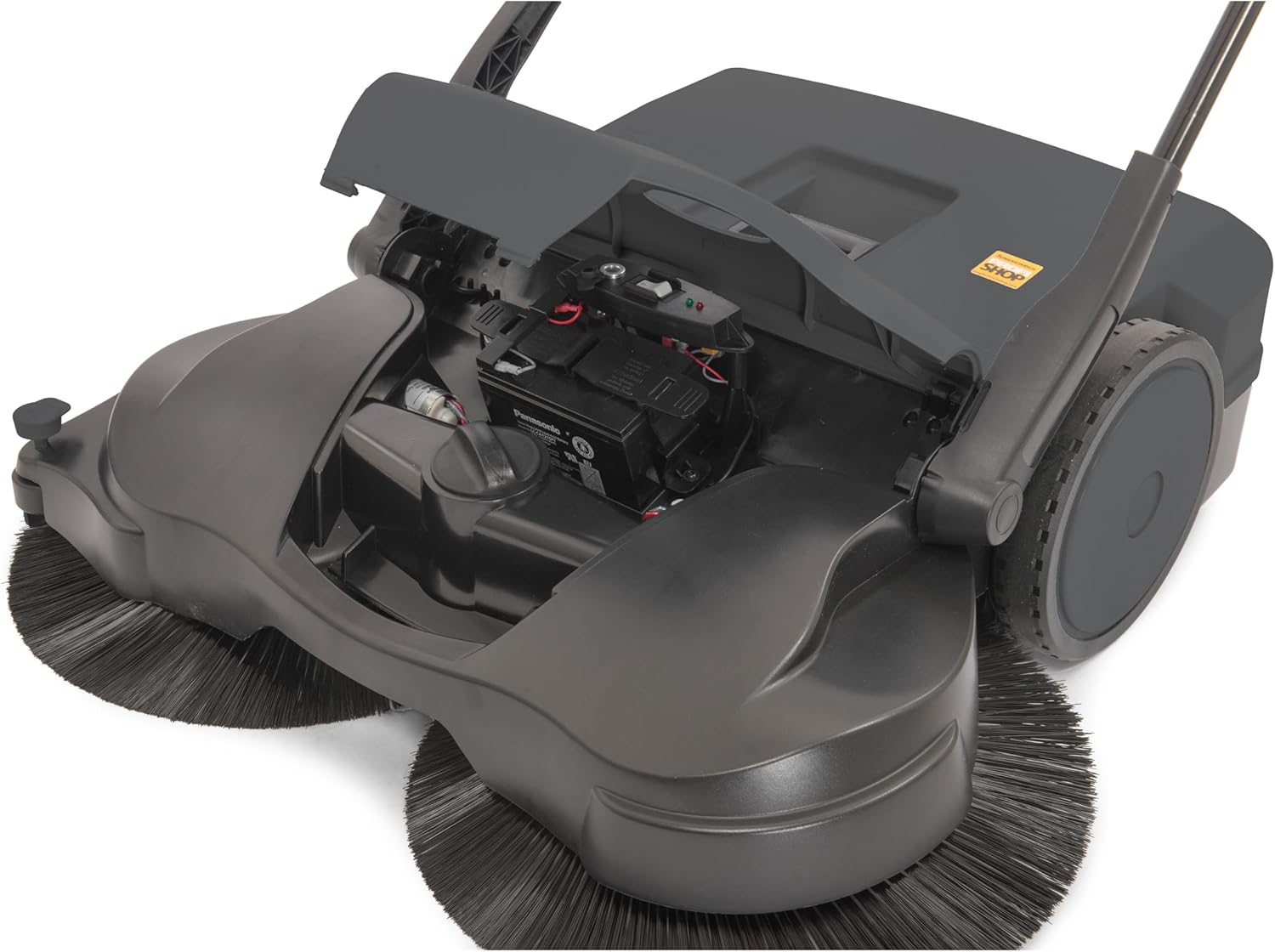 Steinbock Kehrmaschine Turbo elektrisch | 2-fache Schmutzaufnahme | 97 cm Kehrbreite | 4.100 m²/h Kehrleistung | 50 l Behälter | Anthrazitgrau | nasse/trockene Oberflächen | Handkehrmaschine