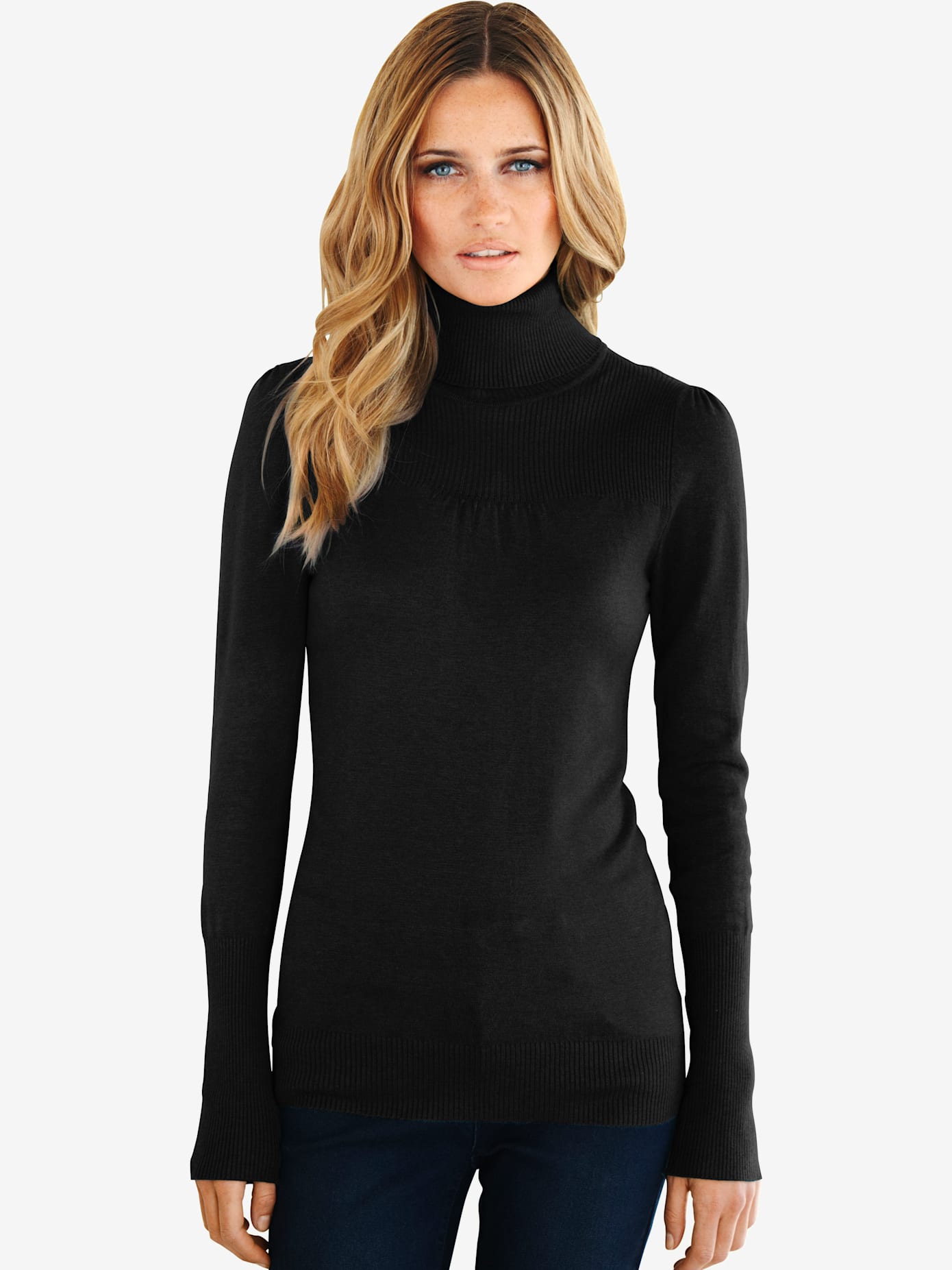 Pull à col roulé superbe basique en pur cachemire