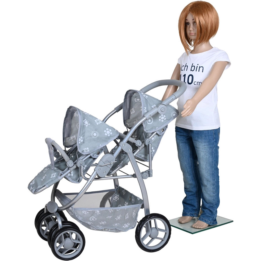 knorr toys® Zwillingspuppenwagen Milo - Royal grey grau