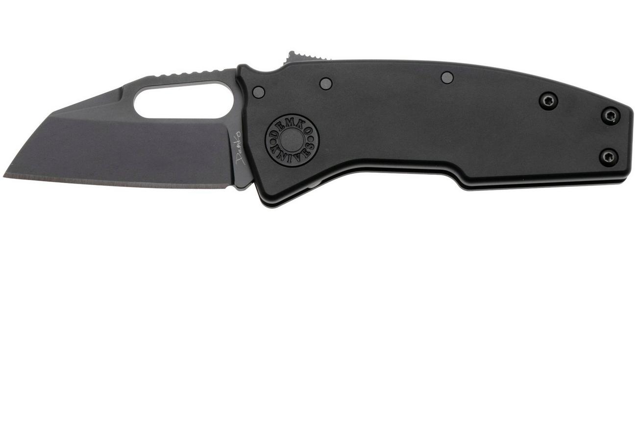 Demko Nano-Shark, NANO-20CV-BLACK ALUM-SF, Stealth DLC CPM 20CV Shark Foot, Black Aluminum zakmes