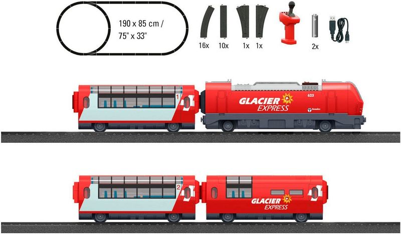 Märklin - Locomotief - Accu-aangedreven - Rood - Inclusief Rails en Bediening