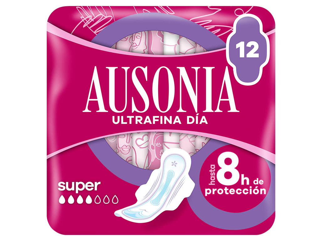 PENSOS HIGIÉNICOS ULTRAFINA SUPER COM ABAS AUSONIA 12 UN