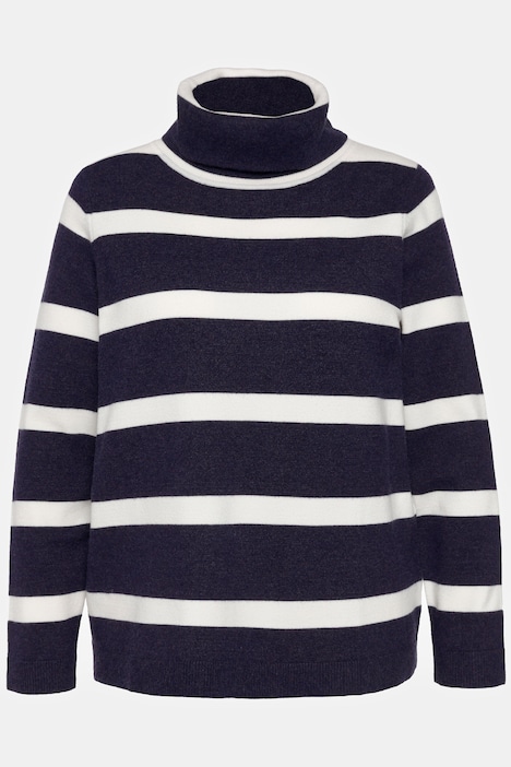 Rollkragen-Pullover, Ringel, kurz, Langarm