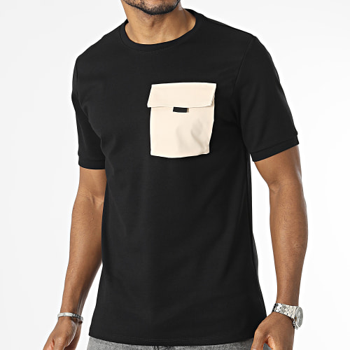 Tee Shirt A Poche Noir Beige