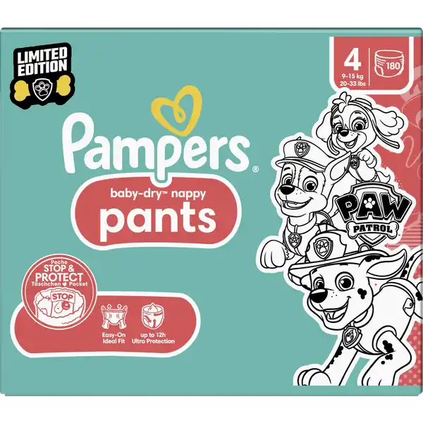 Baby Dry Nappy Pants Gr. 4 (9-15kg) Monatsbox Paw Patrol