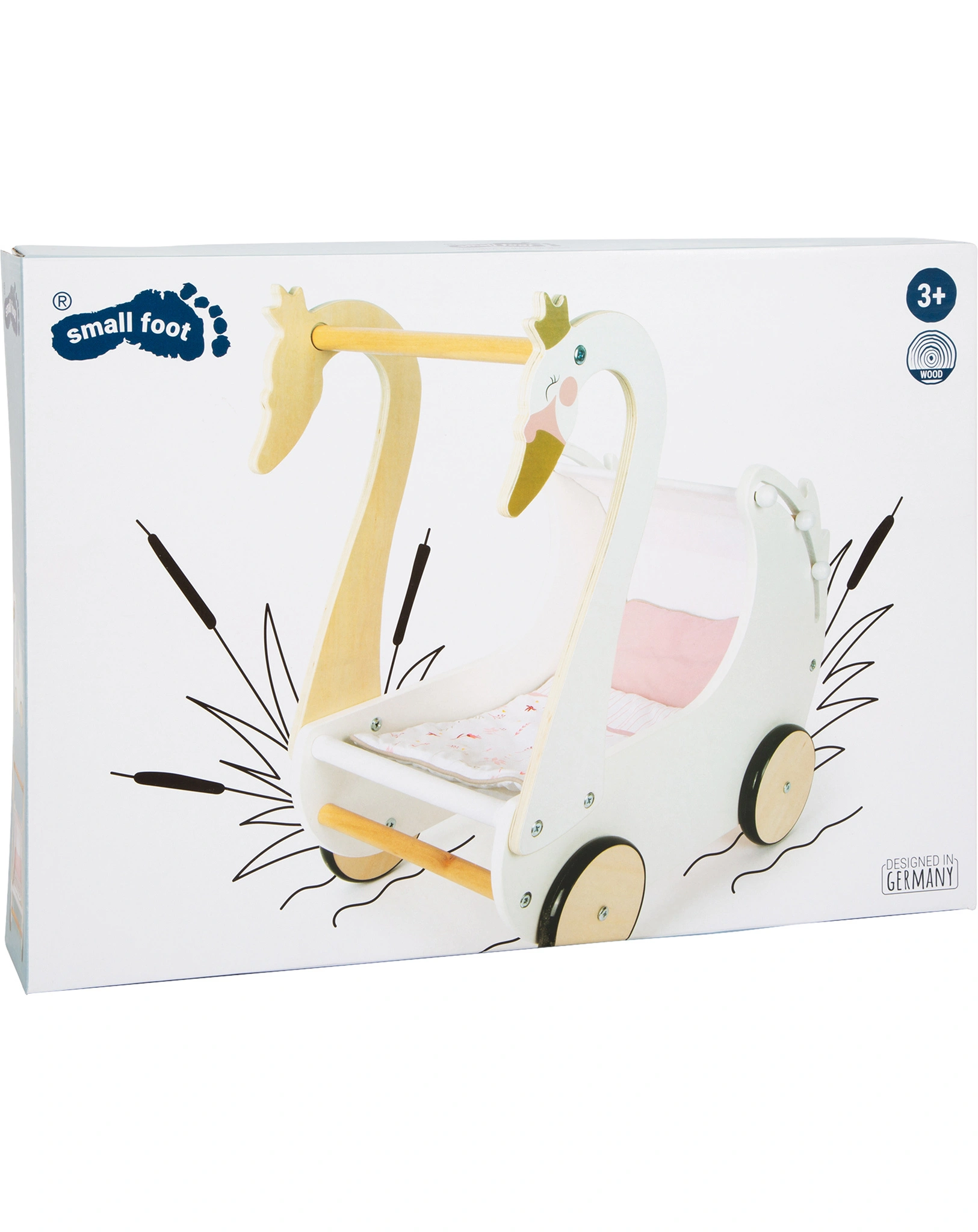 Puppenwagen SCHWAN aus Holz