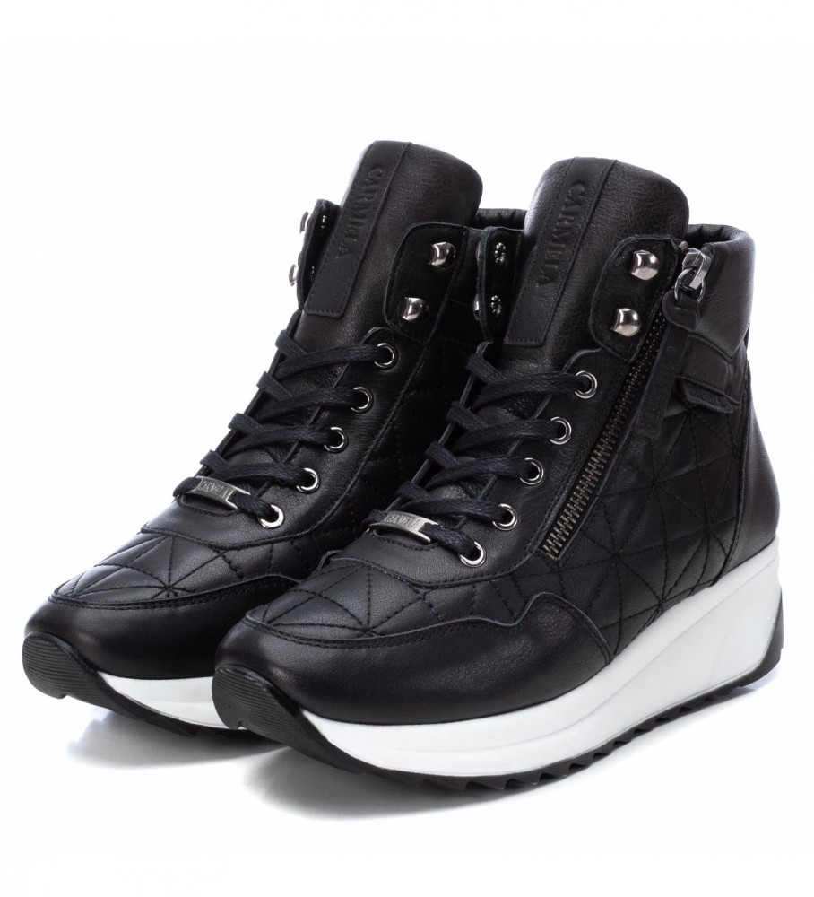 Botas de tornozelo Carmela em couro, modelo 160279, pretas.