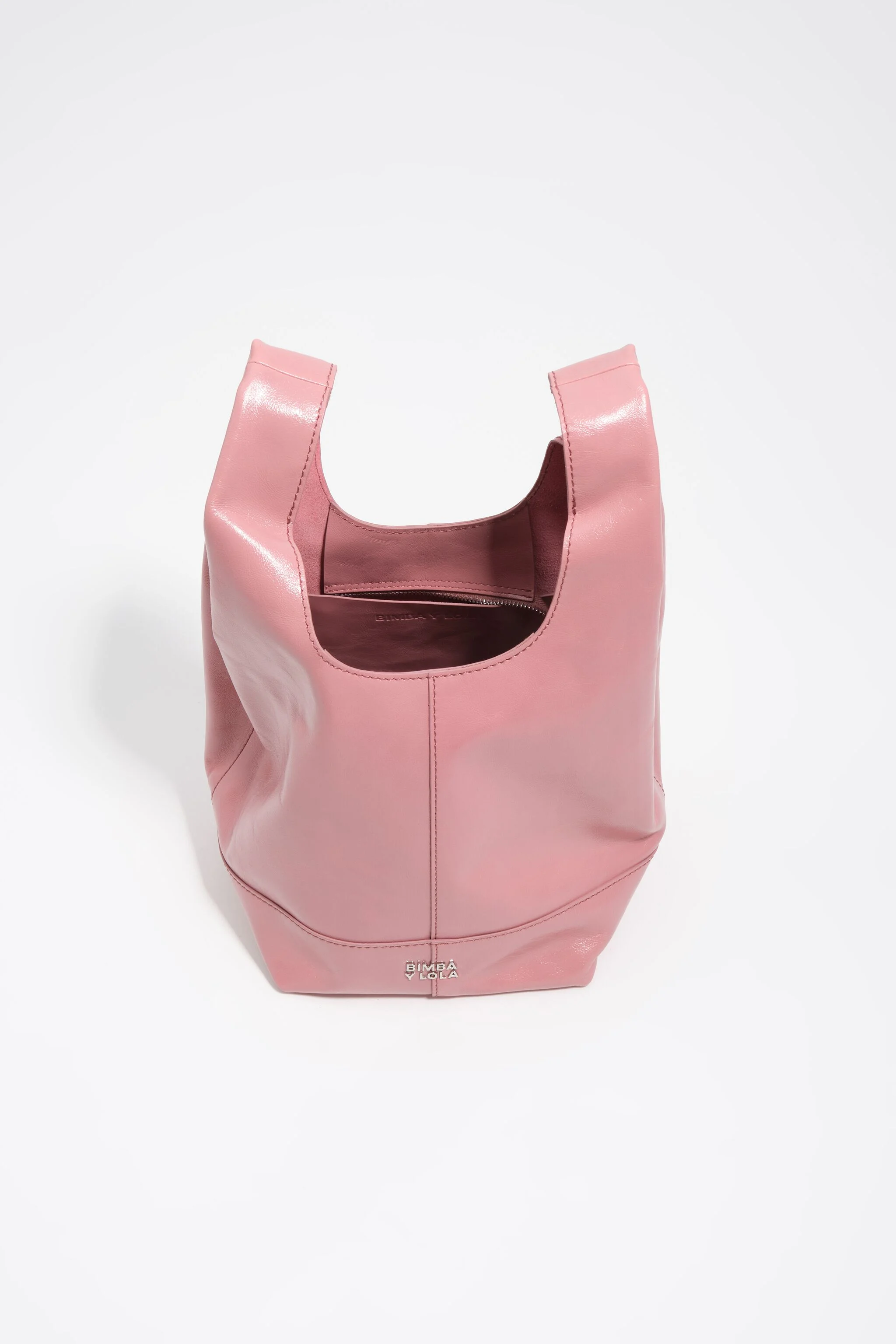 Saco de papel de couro rosa médio