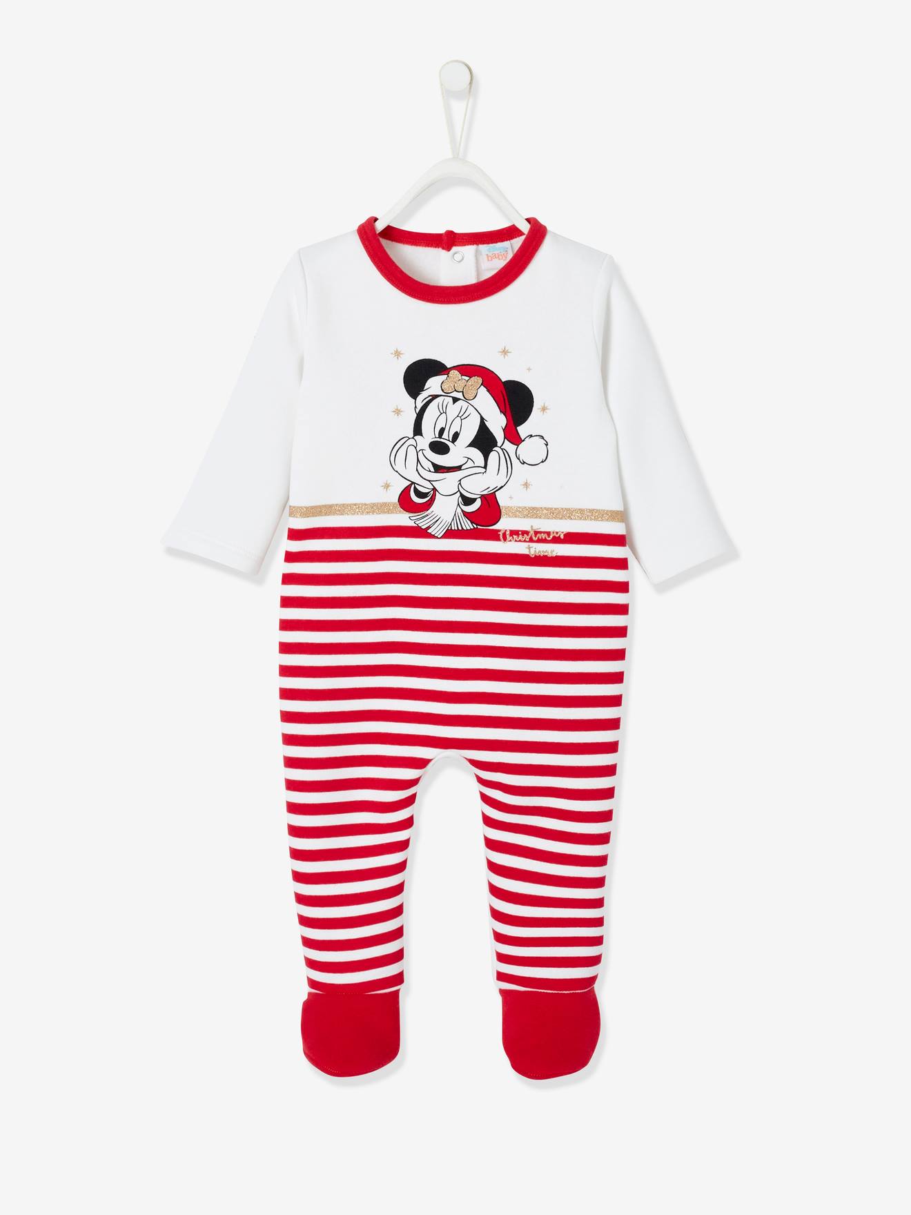 Pijama de Natal da Minnie da DS®, para bebê menina, branco claro liso com estampas.