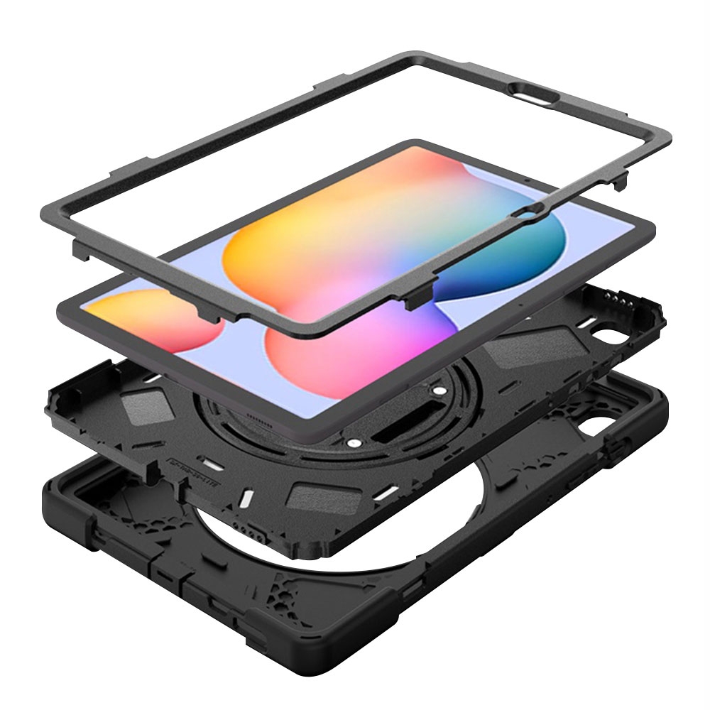 Samsung Galaxy Tab S6 Lite (2024/2022/2020) Peak 500m Hybrid Outdoor Hardcase Hülle mit Aufsteller   Handschlaufe (EGPE00130) - Schwarz