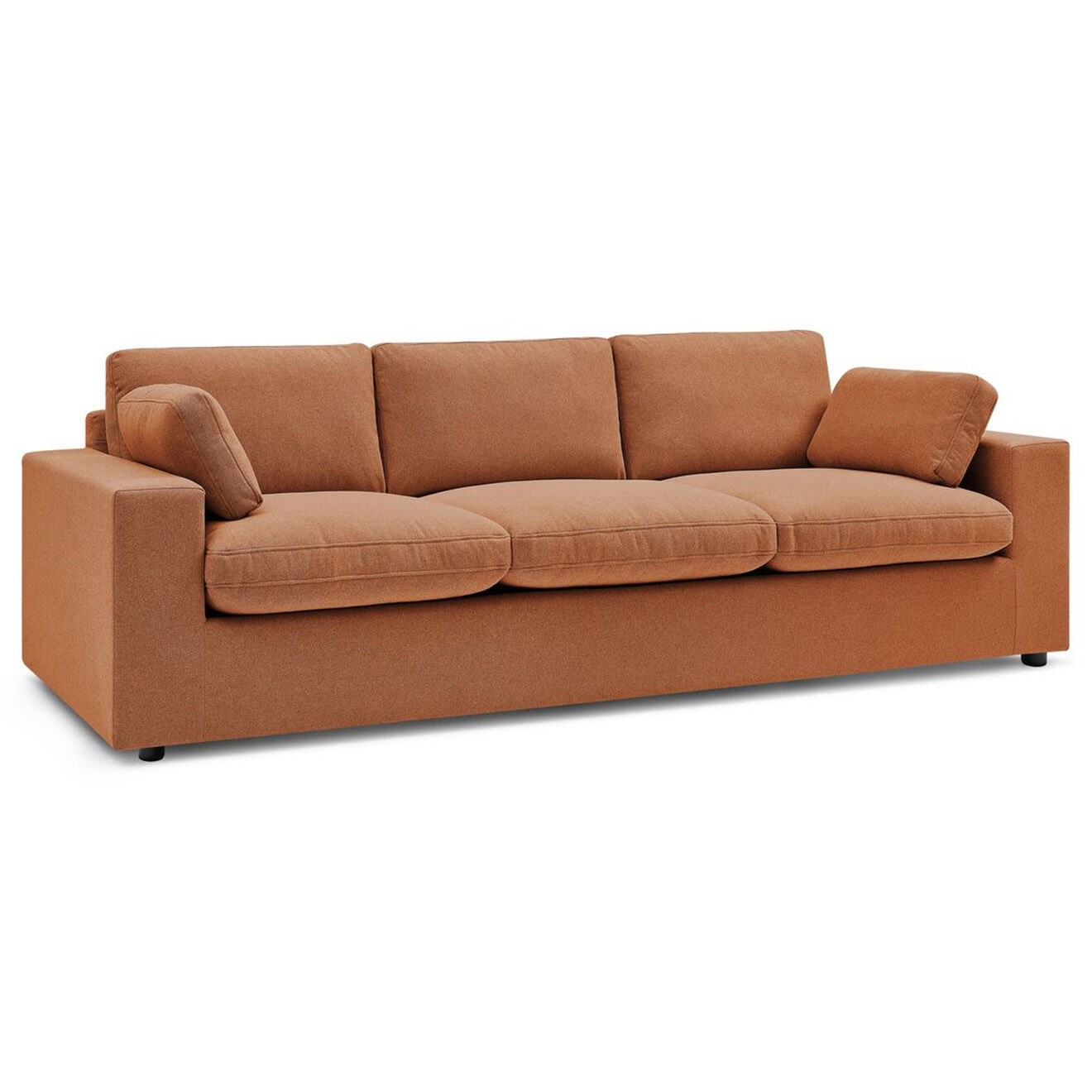 Bobochic Canapé droit fixe 3 places belair orange - 250x93x80 cm