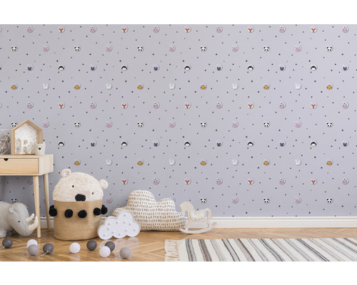 Vliesbehang 38143-1 Little Love Stars & Animals grijs