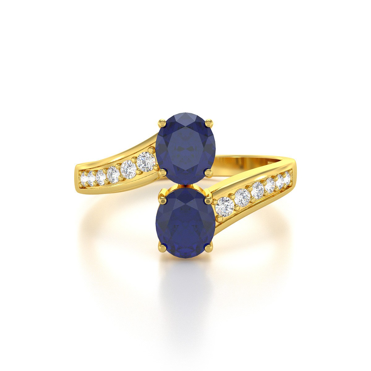 Bague ADEN Or 585 jaune Saphir et diamants 2.546grs