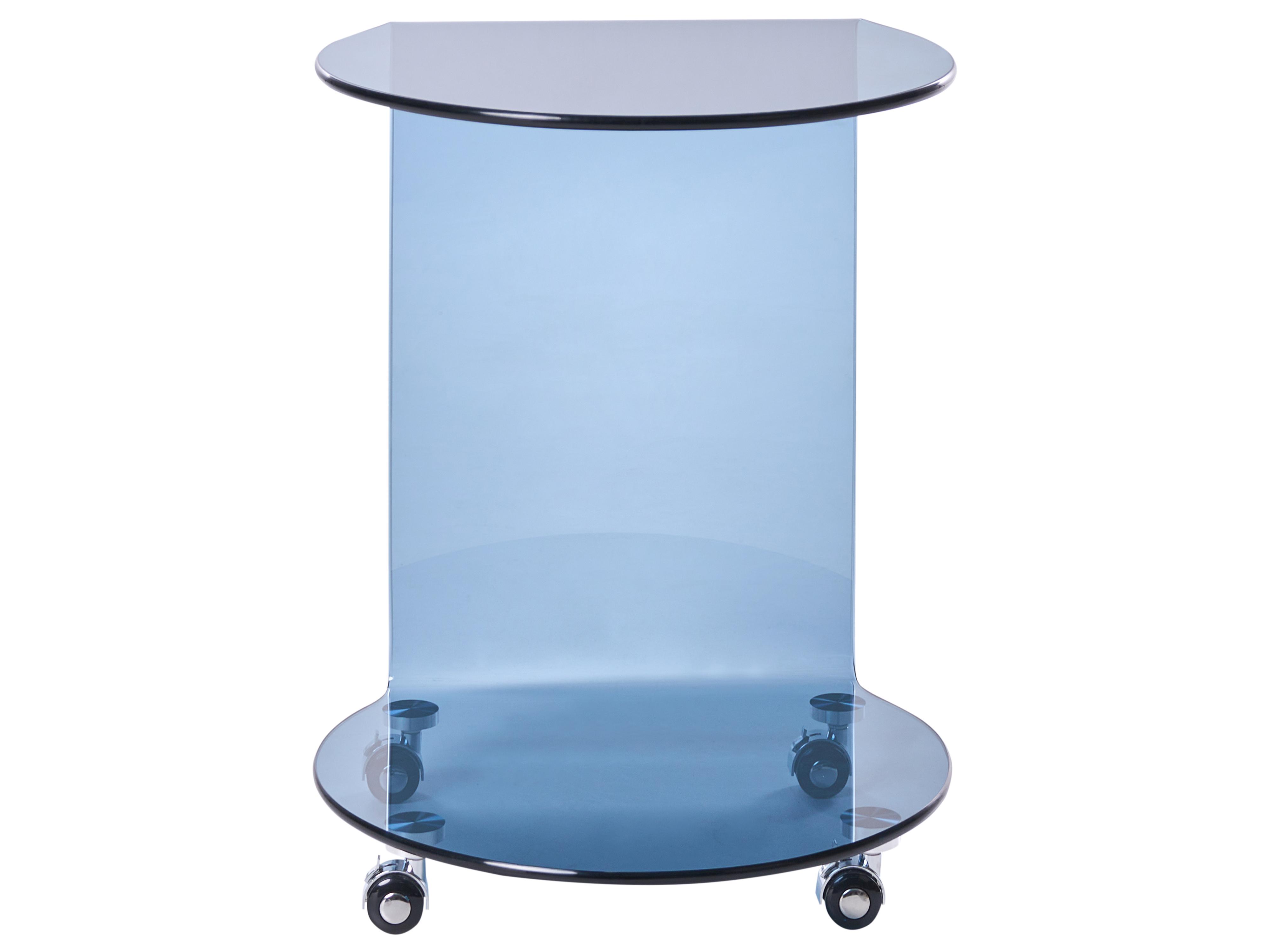 Bijzettafel MINTO Veiligheidsglas Blauw met wielen