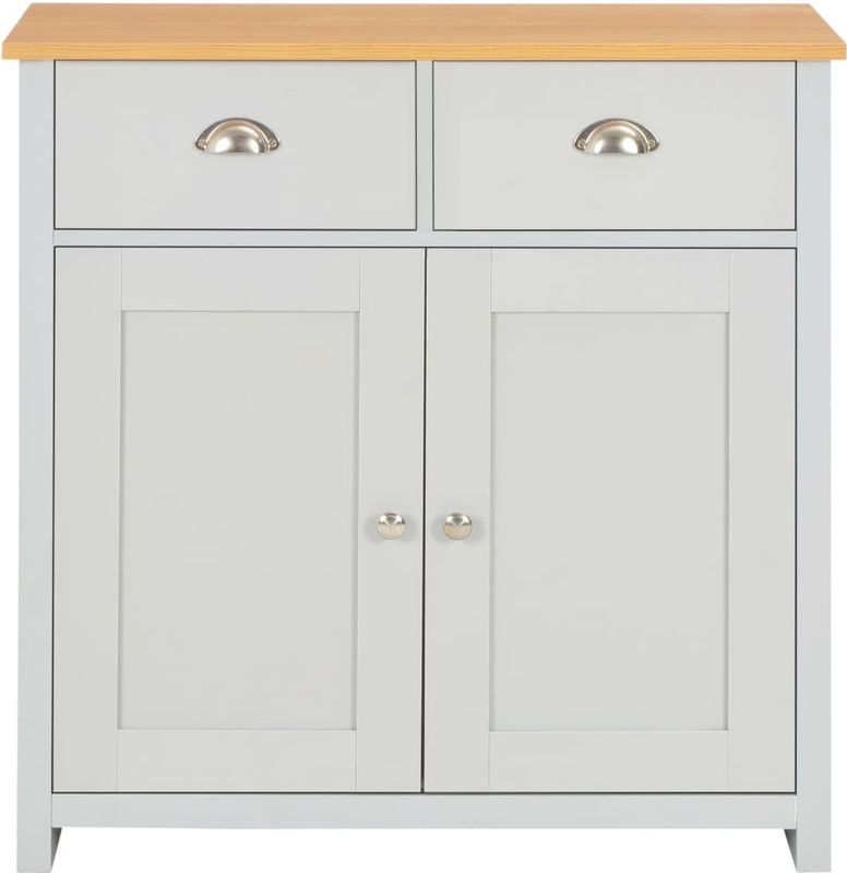 vidaXL - Dressoir - Grijs - Bewerkt Hout met Melamine - 2 Lades en 2 Deuren