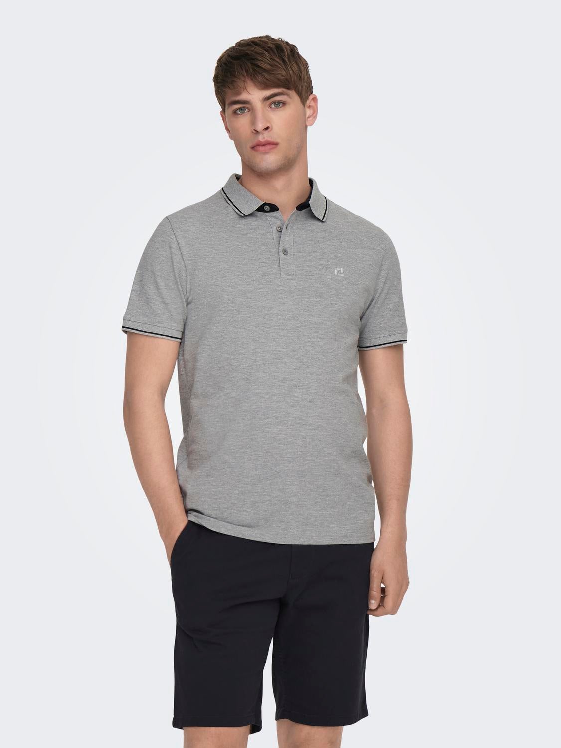ONSFLETCHER Polo Light Grey Melange