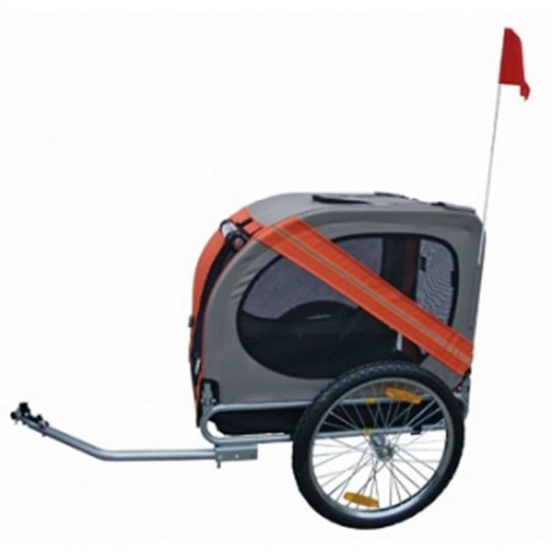 Reboque de bicicleta laranja para cães