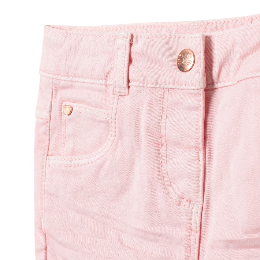 Pantalon en toile uni coupe slim - Rose