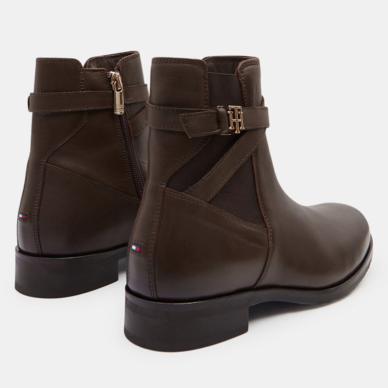 Tommy Hilfiger Bottines en Cuir Hardware Belt marron