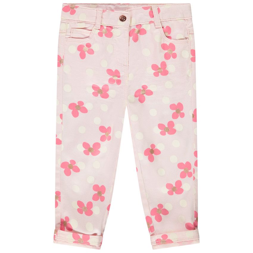 Pantalon slim en twill imprimé fantaisie pour bébé fille - Rose