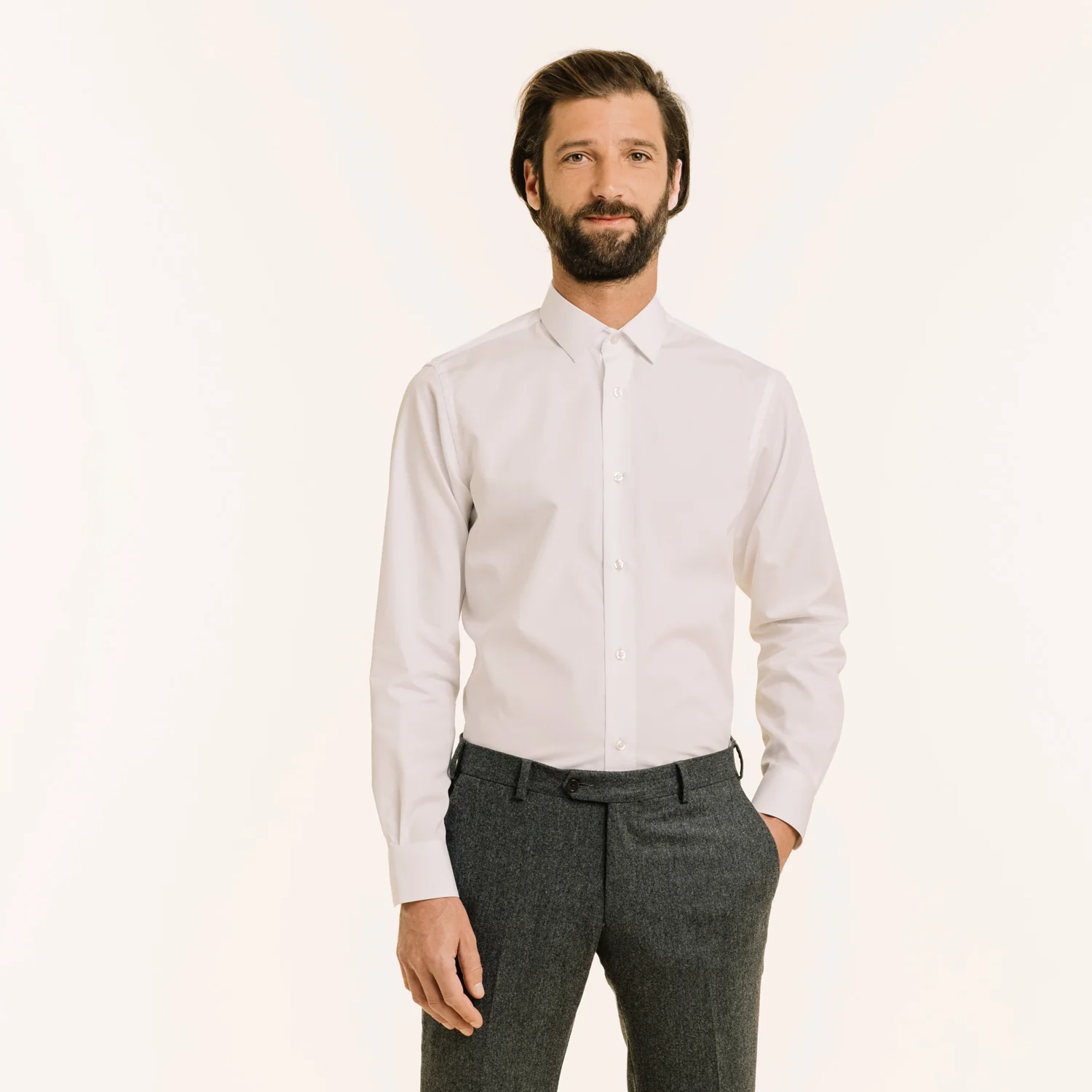 White double-twisted poplin shirt