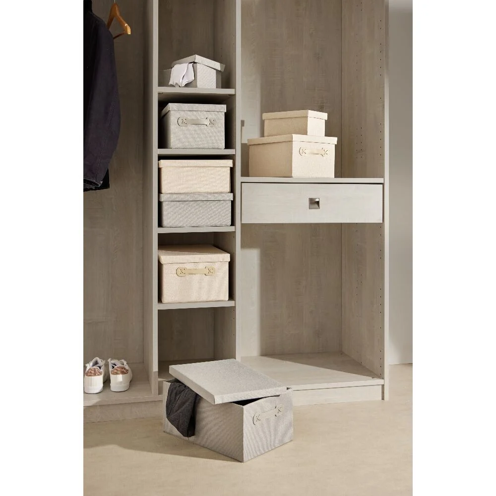 Boîte de rangement coton gris ou beige 27,5xH12,5x17,5cm