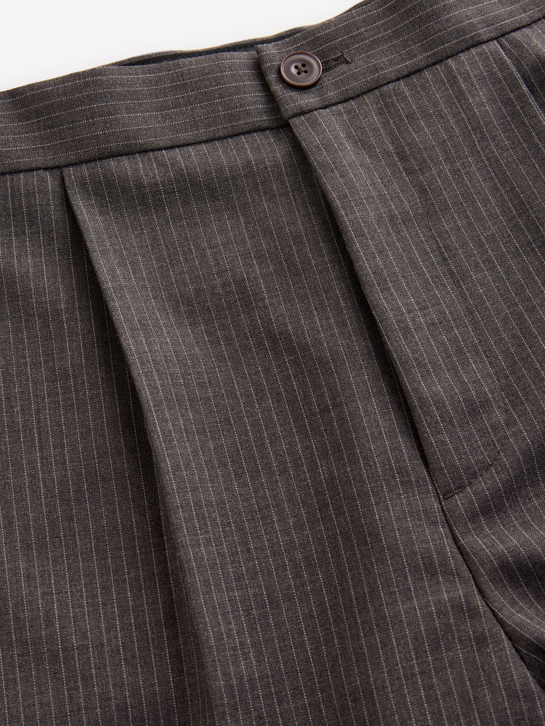Bruin - Verstelbare gestreepte wollen blend broek met zijverstellers
