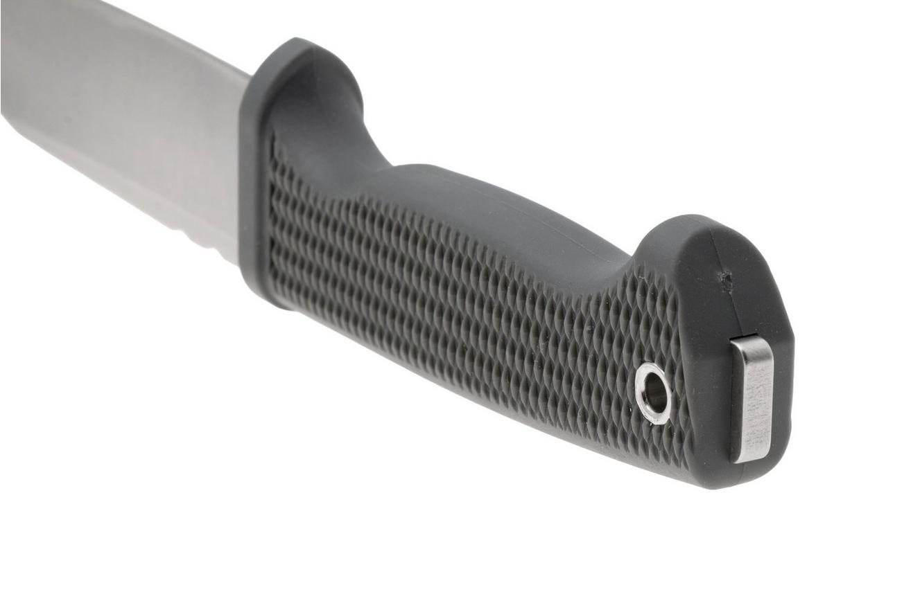 Demko Knives American Made FreeReign, Stonewashed CPM 3V Clip Point, USA-FR-3V-GRY-CLP, Grey Rubber outdoormes