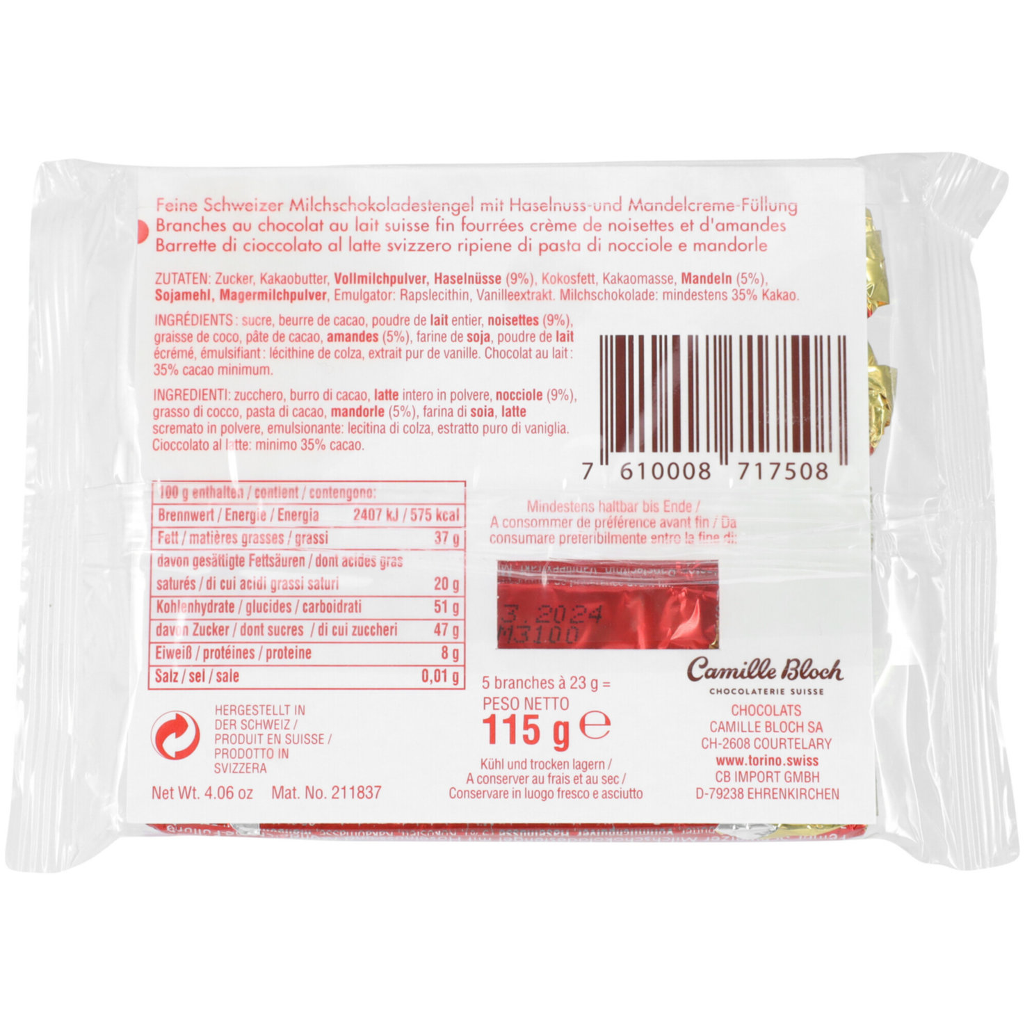 Torino Lait Schokoladenriegel