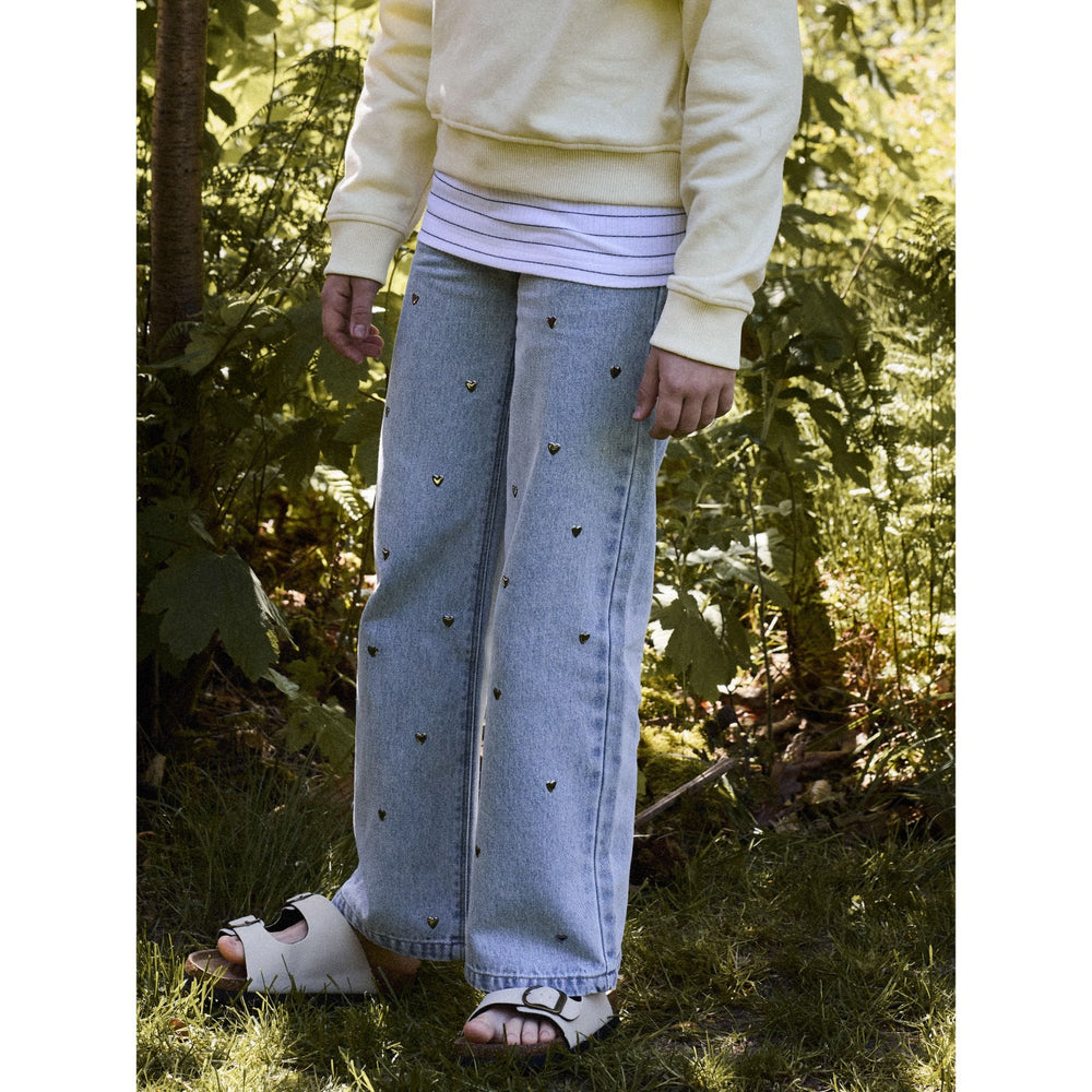 Køb Name It Light Blue Denim Nkfrose Wide Heart Studs Jeans 2021-Za D