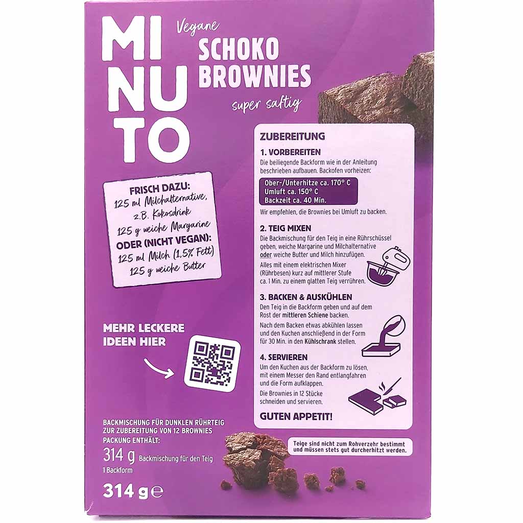 Minuto Vegane Schoko Brownies 314g MHD:31.1.25