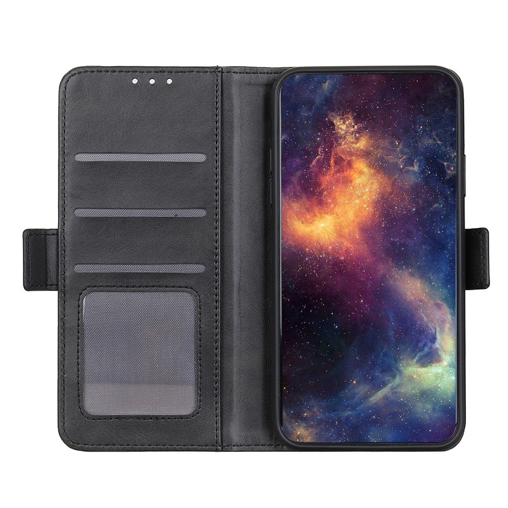 iPhone 15 Pro Max Vintage Leder Tasche Flip Cover mit Kartenfächer - Schwarz