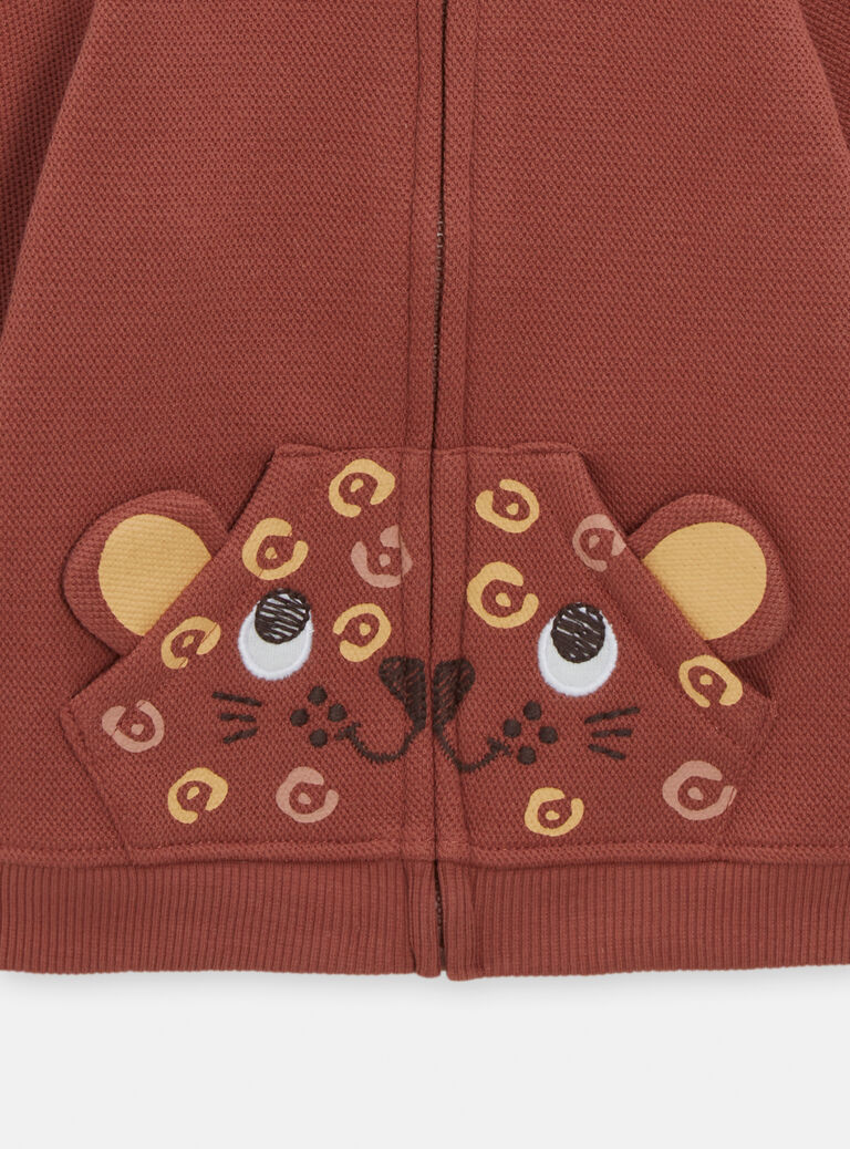 Gilet brun à motif tête d'ours pour bébé garçon