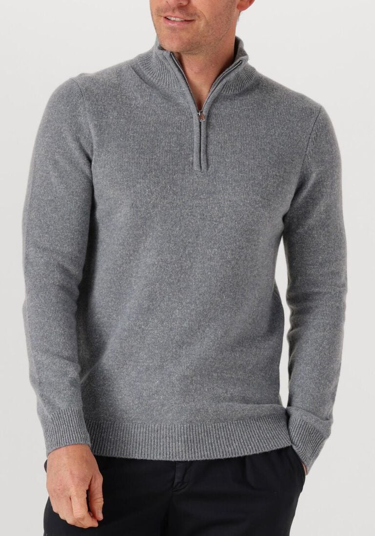 grijze profuomo trui pullover half zip wool blend
