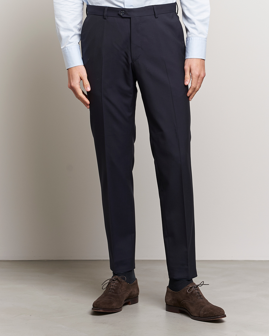Oscar Jacobson Denz Wool Trousers Navy