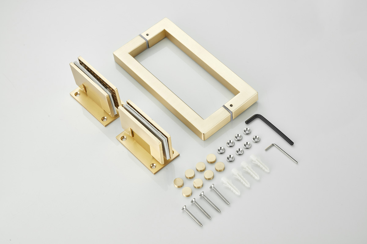 Saniclear Brass profielloze douchecabine 100x80cm met 80cm deur geborsteld messing
