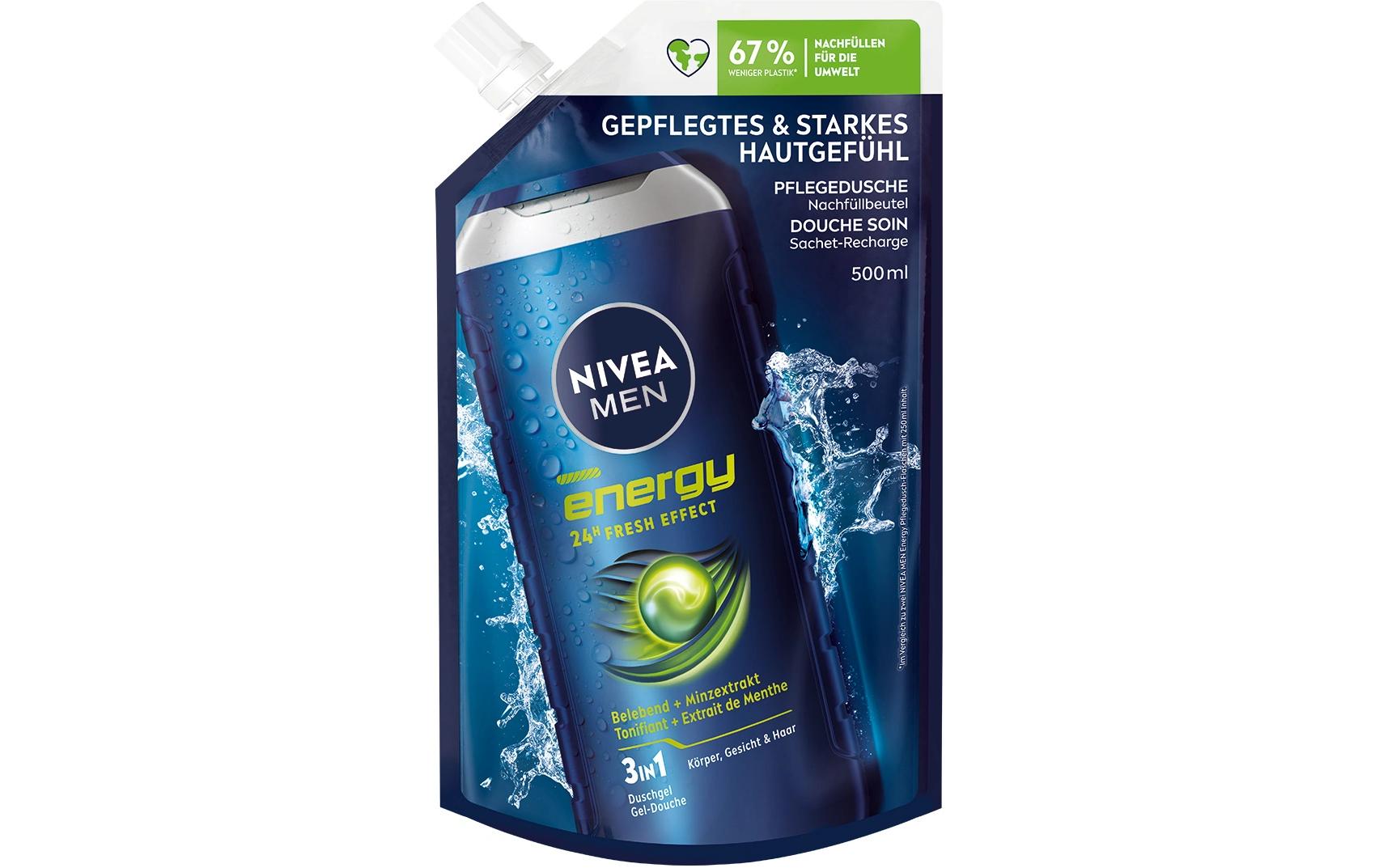 Duschgel Energy Refill 500 mlPflegedusche für Herren mit natürlicher Minze und frischem Duft