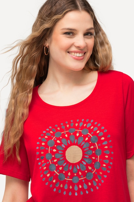 T-Shirt, Mandala, A-Linie, Rundhals, Halbarm