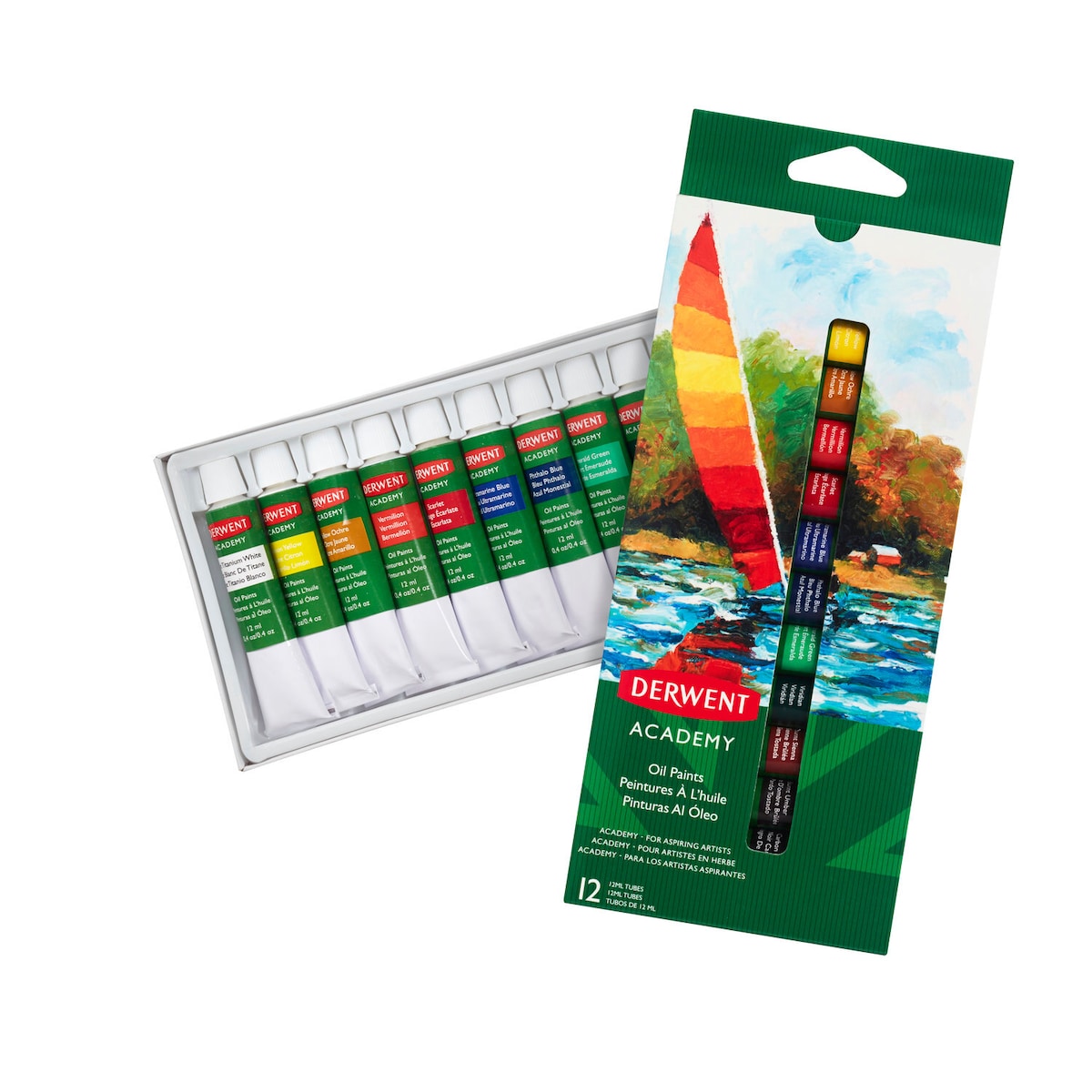 Derwent Academy Oljemaling 12ml 12 stk