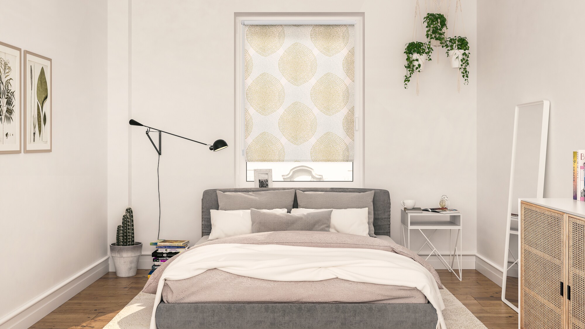 Lichtblick Rollo Klemmfix, ohne Bohren, blickdicht, Stripy Boho Drop India - Beige