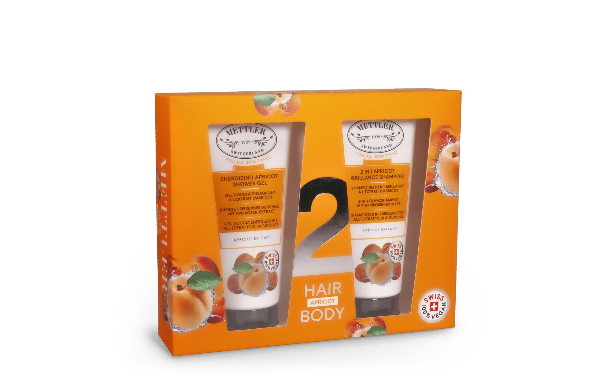 Geschenkset Apricot Energizing 2-teiligFruchtig duftendes Duo pflegt Haut und Haar