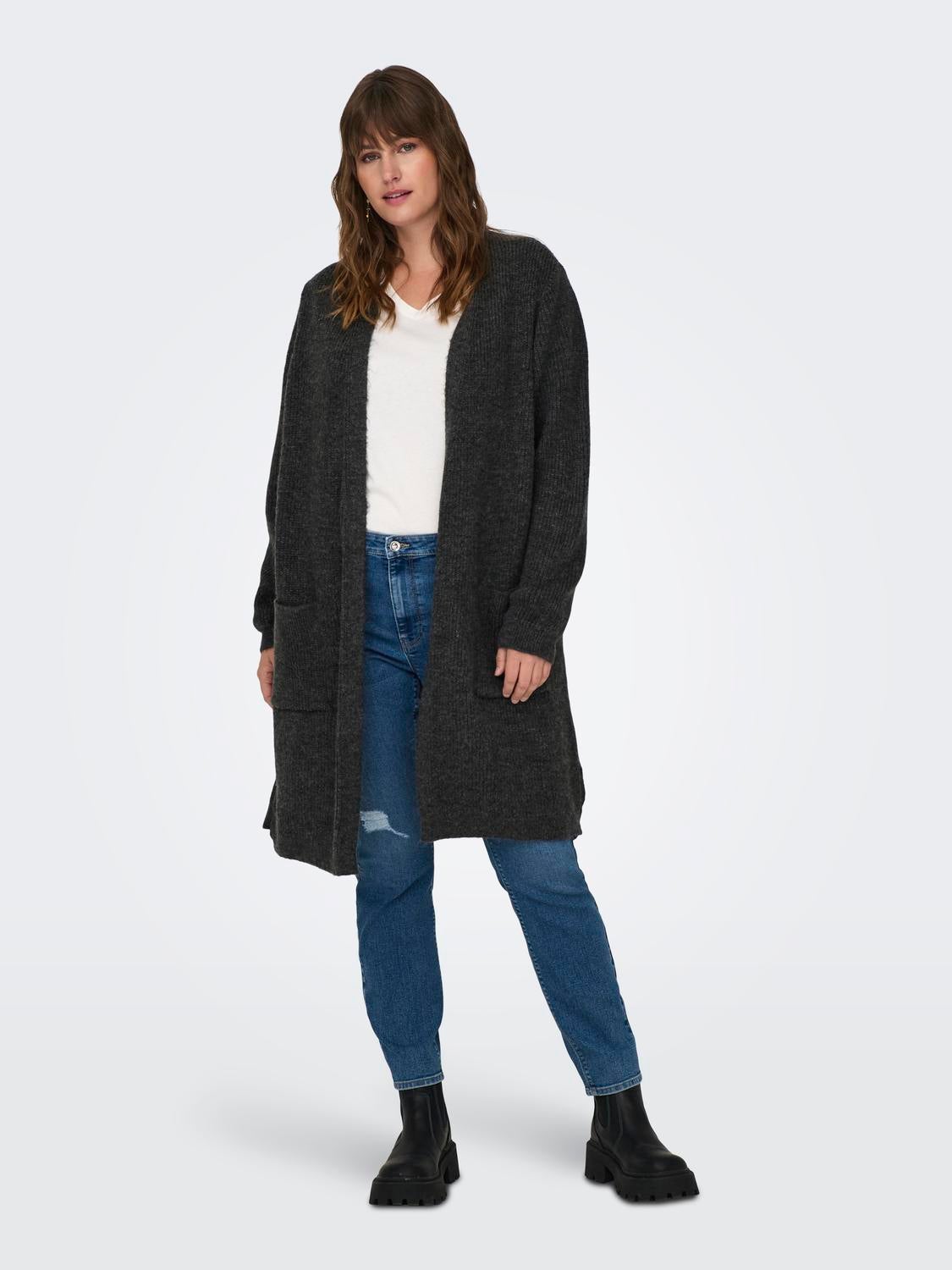 CARJADE Strickjacke Dark Grey Melange