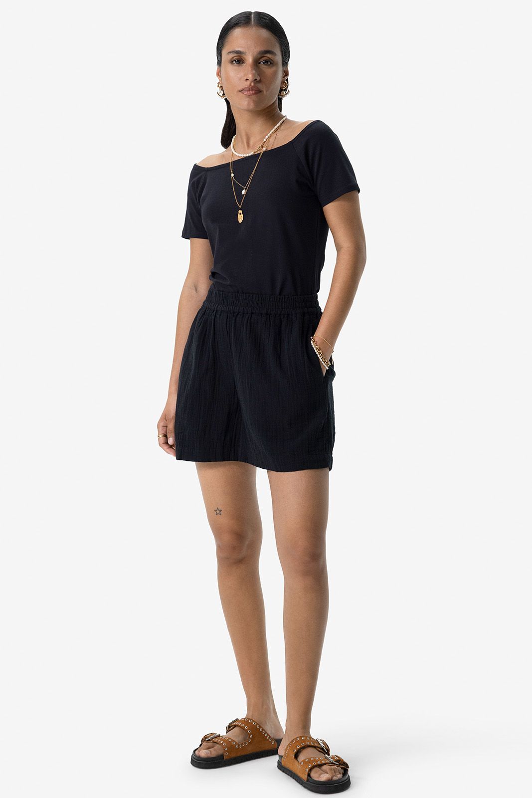 Zwarte mousseline shorts