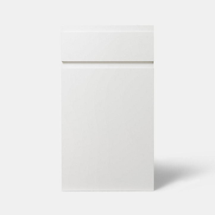 Façade de cuisine 1 porte et 1 tiroir Garcinia blanc brillant l. 40 cm x H. 72 cm GoodHome