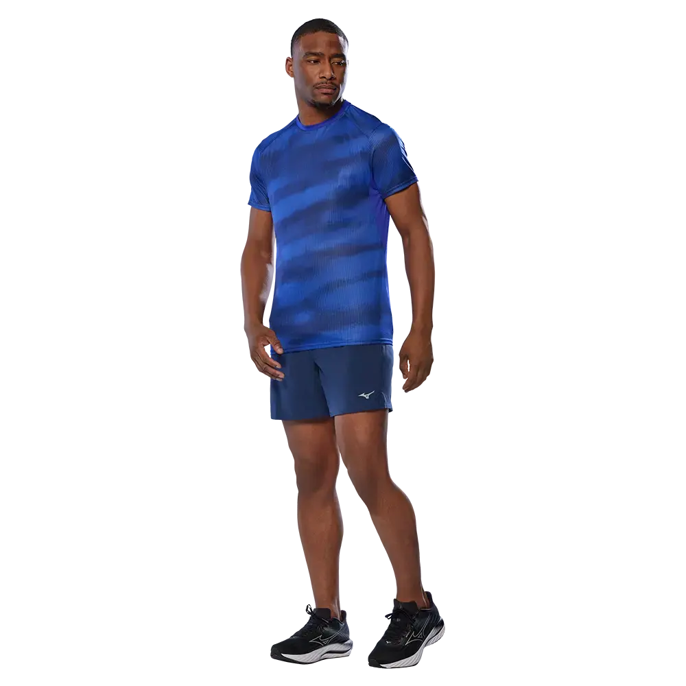 Mizuno DryAeroFlow Graphic Hardloopshirt Korte Mouwen Blauw Heren