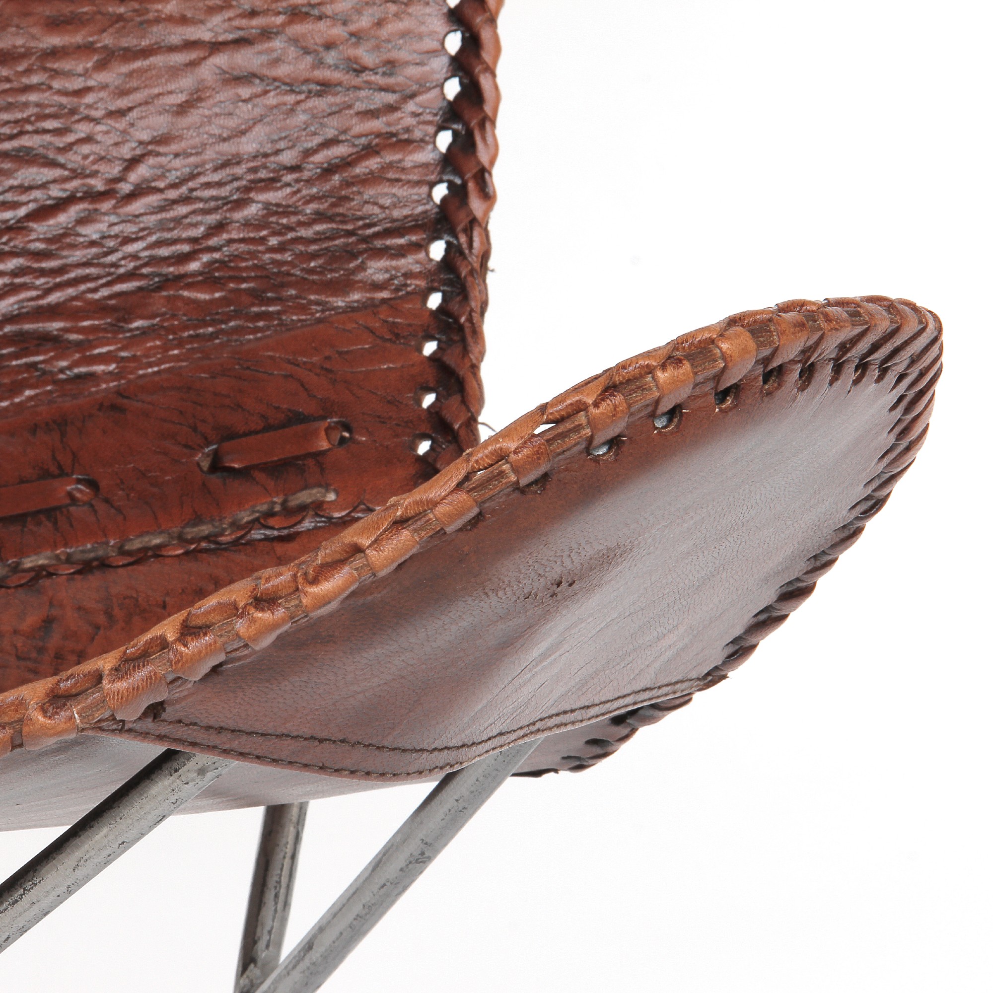 Lounger 'Max', cognac, vernickelt, T 76 cm, B 70 cm, H 90 cm von fischer's lagerhaus