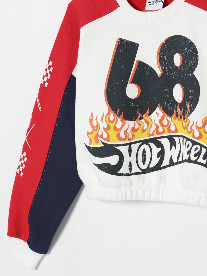 Moletom cropped Hot Wheels da Mattel - Vermelho/Azul Marinho