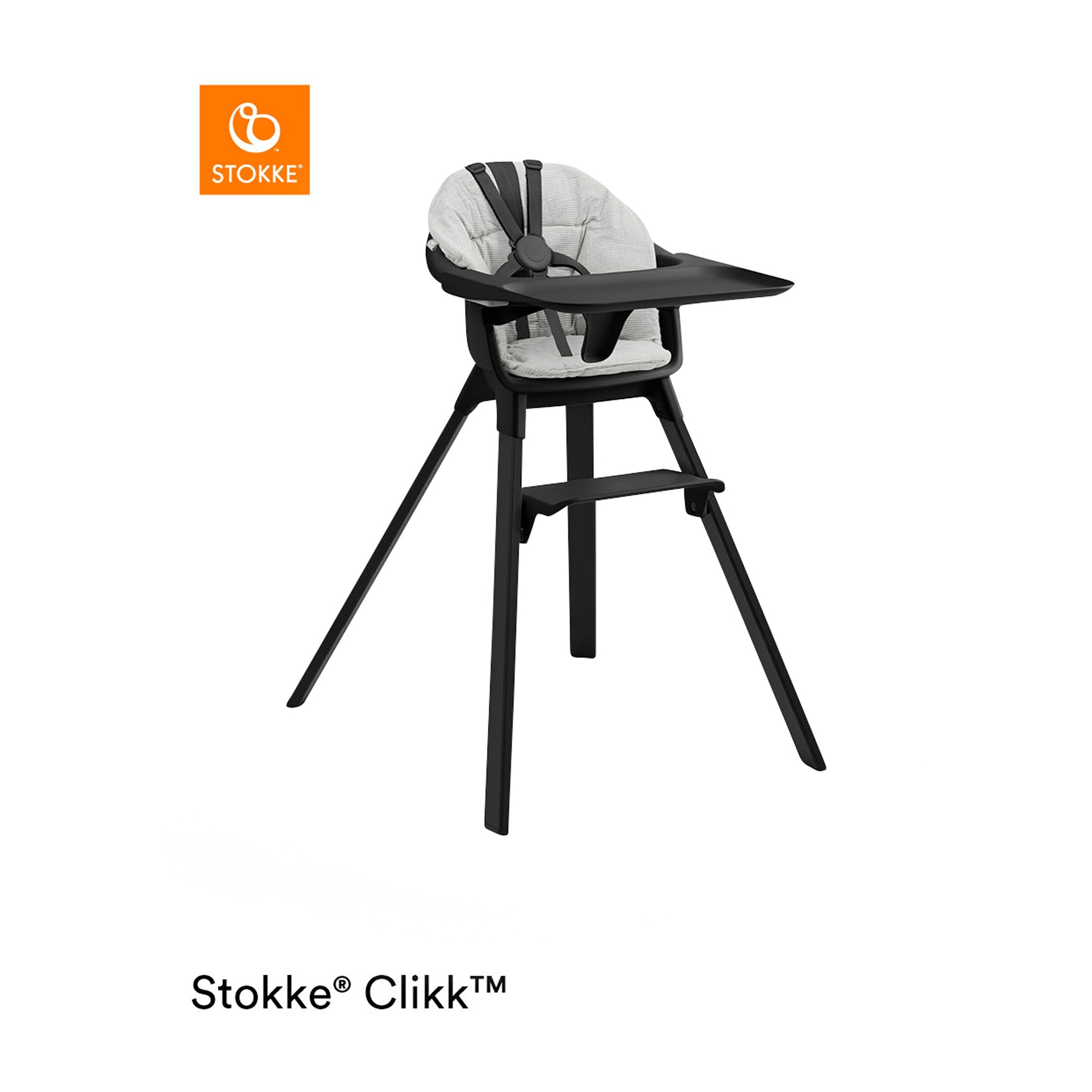 Stokke® - CLIKK™ Hochstuhl Bundle inkl. Sitzkissen Midnight Black / Nordic Grey